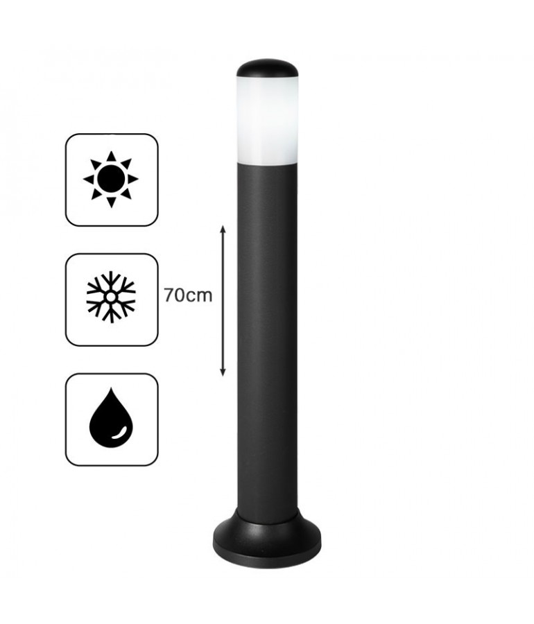 Baliza Redonda exterior 70cm E27 NEGRO - 1