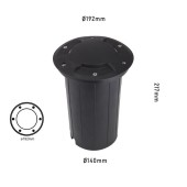 Foco Proyector E27 de suelo Circular Gil 190 con Tapa empotrar dimensiones
