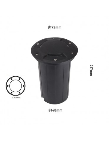 Foco Proyector E27 de suelo Circular Gil 190 con Tapa empotrar dimensiones