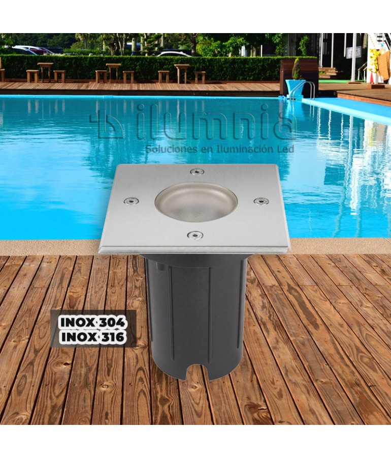 Foco Proyector Cuadrado Inox GIL120 empotrar GU10 - 2