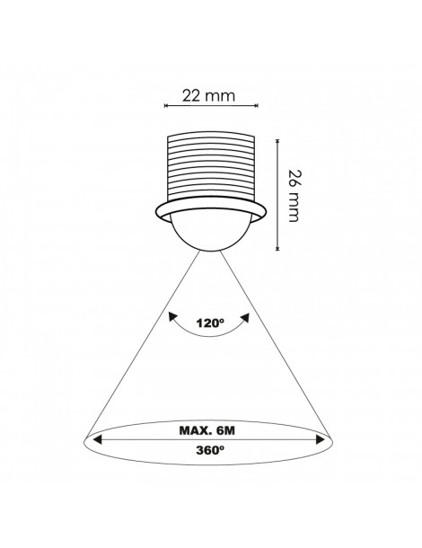 Sensor mini empotrable PIR 360º LED