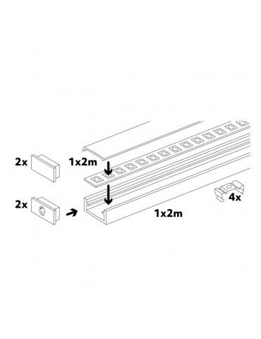 Perfil Aluminio Slim superficie completo accesorios - 6