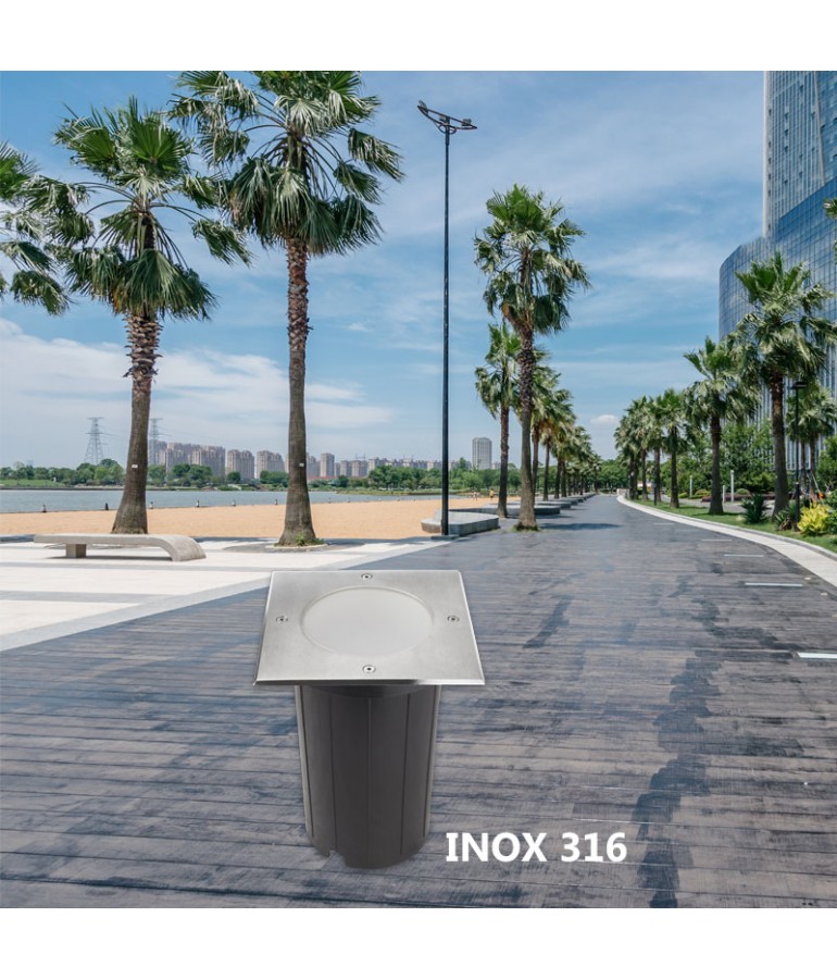 Foco Proyector suelo E27 Inox GIL190 empotrable - 4