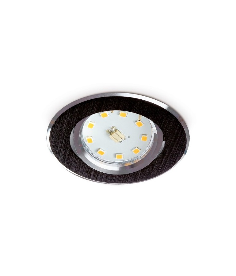 Aro empotrar basculante NEGRO Redondo aluminio Cepillado - 9