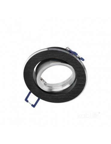 Aro empotrar basculante NEGRO Redondo aluminio Cepillado - 10