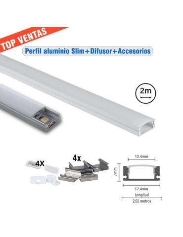 Perfil Aluminio Slim superficie completo - 1
