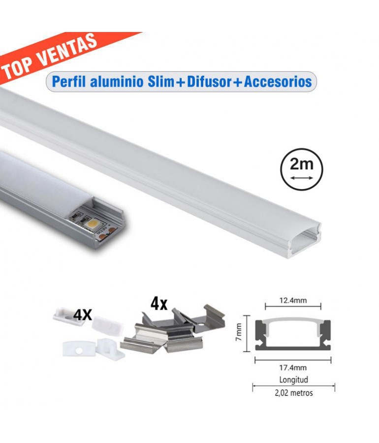 Perfil Aluminio Slim superficie completo - 1