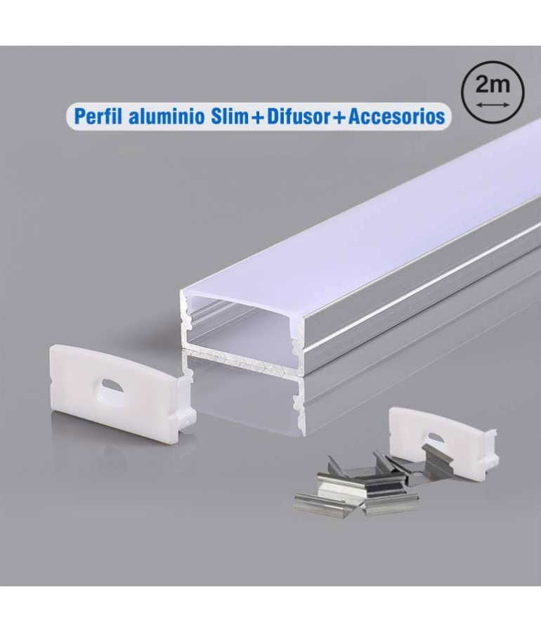 Perfil Aluminio superficie medio "A" completo accesorios - 1