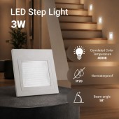 Aplique LED Escalera empotrar Blanco 3W - 3