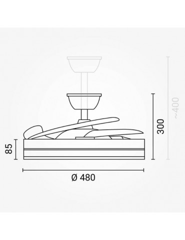 Ventilador Rectráctil OPTO 36W CCT Blanco Mando RC - 5
