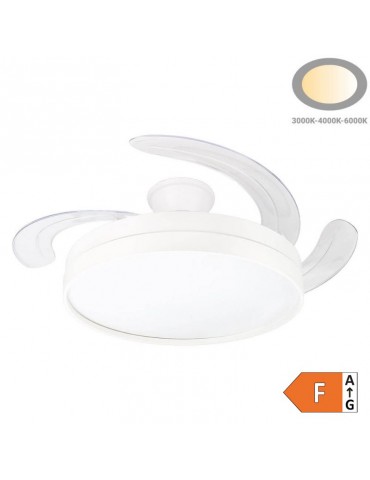 Ventilador RETRACTIL OPTO 36W CCT Blanco Mando RC - 7