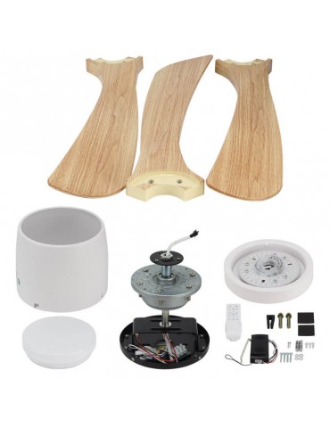 Ventilador LED Palas madera Blanco 18W Mando RC - 4