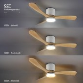 Ventilador LED Palas madera Blanco 18W Mando RC - 5