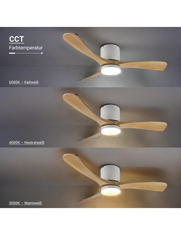 Ventilador LED Palas madera Blanco 18W Mando RC - 5