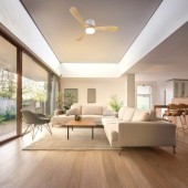 Ventilador LED Madera Blanco 18W Mando RC - 2