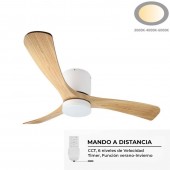 Ventilador LED Madera Blanco 18W Mando RC - 1