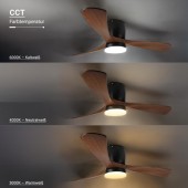 Ventilador Techo LED Negro y Madera Roble 18W CCT Mando - 8