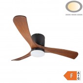 Ventilador Techo LED Negro y Madera Roble 18W CCT Mando - 12