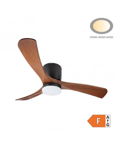 Ventilador Techo LED Negro y Madera Roble 18W CCT Mando - 12