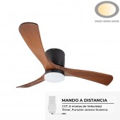 Ventilador Techo LED Negro y Madera Roble 18W CCT Mando - 1