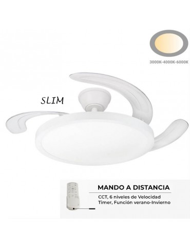 Ventilador Techo RETRACTIL SLIM 36W CCT Blanco Mando RC - 1