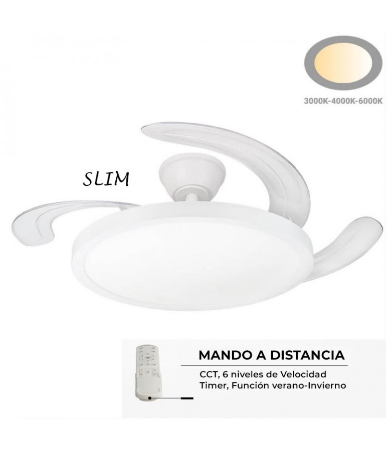 Ventilador Techo RETRACTIL SLIM 36W CCT Blanco Mando RC - 1