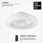 Ventilador Techo Turbo Sin Aspas 36W CCT Blanco Mando RC - 4