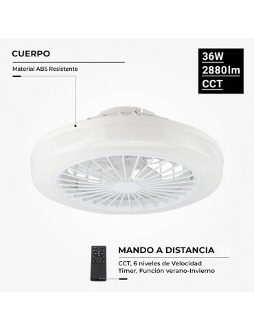 Ventilador Techo Turbo Sin Aspas 36W CCT Blanco Mando RC - 4