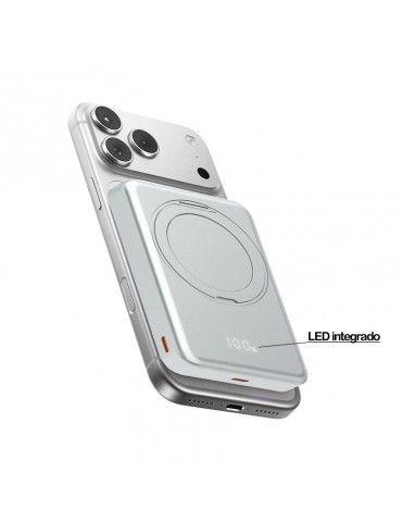 Power Bank Carga Qi Magsafe 10.000mAh 15W Plata - 4