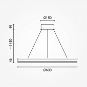 Lámpara 36W LED colgante anillo 60cm negro - 6
