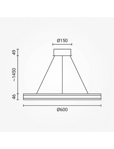 Lámpara 36W LED colgante anillo 60cm negro - 6