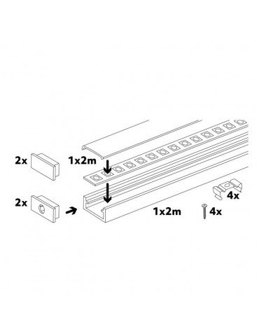 Perfil aluminio blanco slim superficie completo con difusor y accesorios  4