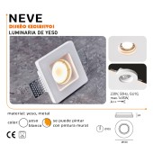 Aro de yeso empotrable cuadrado modelo Neve