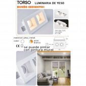 Aro rectangular empotrable de yeso modelo Torso