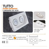 Aro empotrable techo Rectangular Doble Basculante TUTTO