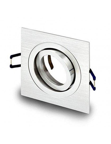 Evila Einbau-Ring Aus Aluminium – Glatt, Quadratisch, 75 Mm Einbettungs-Ø, Inkl. GU10 LED