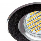 Aro empotrar basculante NEGRO Redondo aluminio Cepillado detalle
