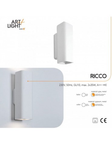 Aplique de pared yeso RICCO 2xGU10 detalles