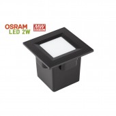 Aplique Pared LED 2W Cuadrado Clara 85 empotrar negro