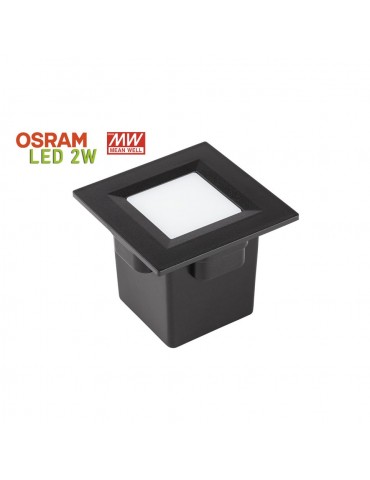 Aplique Pared LED 2W Cuadrado Clara 85 empotrar negro