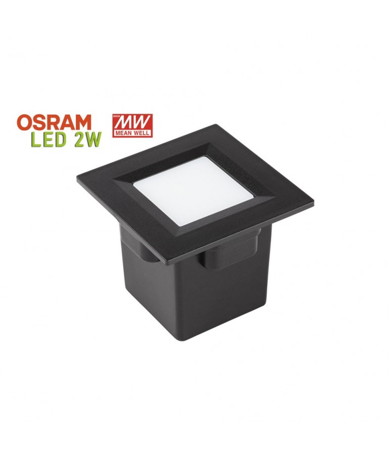 Aplique Pared LED 2W Cuadrado Clara 85 empotrar negro