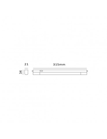 Dimensiones REGLETA LED T5 5W 30cm interconectable con interruptor dimensiones