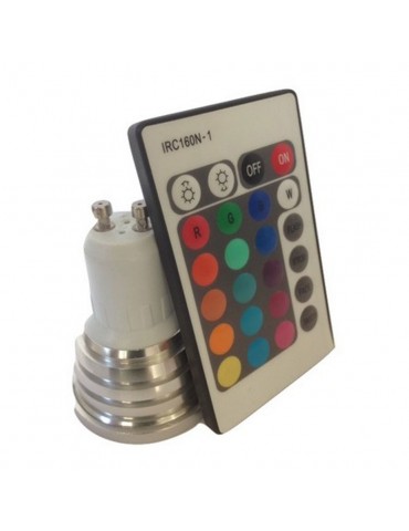 LED Multicolor RGB 3W GU10 230V Remote control IR