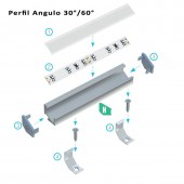 Montaje perfil ángulo 30-60 "H" aluminio tira led