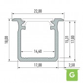 PERFIL ALUMINIO EMPOTRAR "G" TIRA DE LED