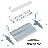 PERFIL ALUMINIO SEMICIRCULAR "R" TIRA DE LED