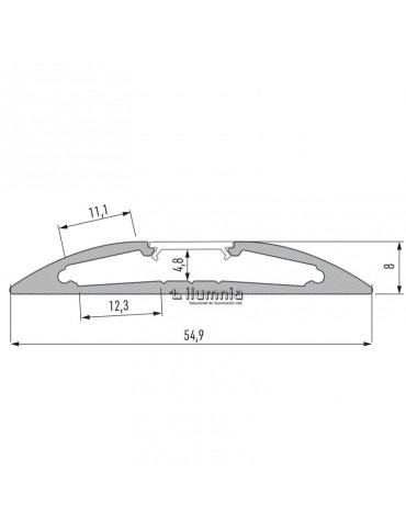 PERFIL ALUMINIO SEMICIRCULAR "R" TIRA DE LED