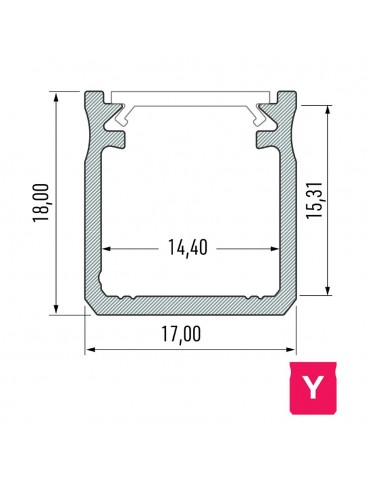 PERFIL ALUMINIO SUPERFICIE ALTO PLANO "Y"TIRA LED