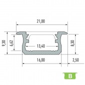 PERFIL ALUMINIO EMPOTRAR MEDIO "B" TIRA DE LED