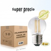 PACK 10 LED VINTAGE filamento Esférica G45 4W E27 CRISTAL